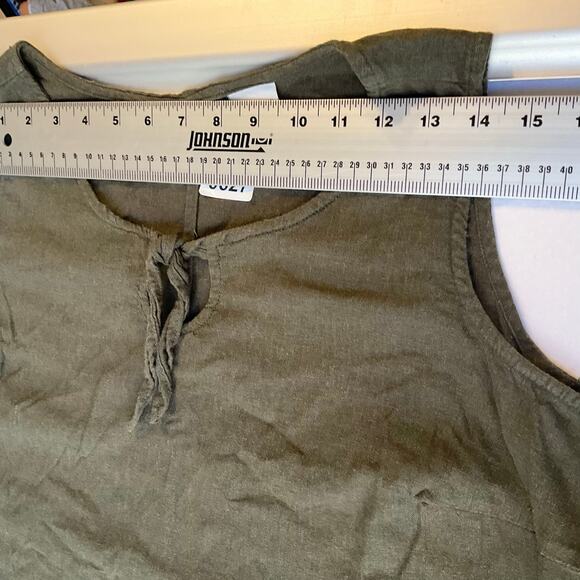 White Stag Women Linen Dress size L (12/14) Forest Green Sleeveless Knee Length - Picture 2 of 7